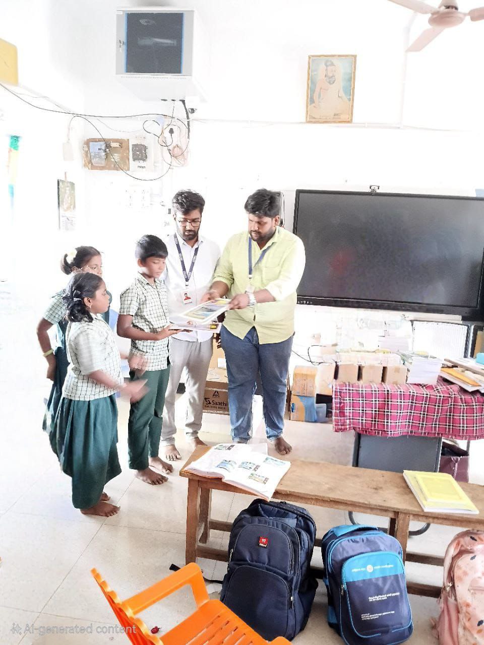 Jaysel team delivering educational materials to school