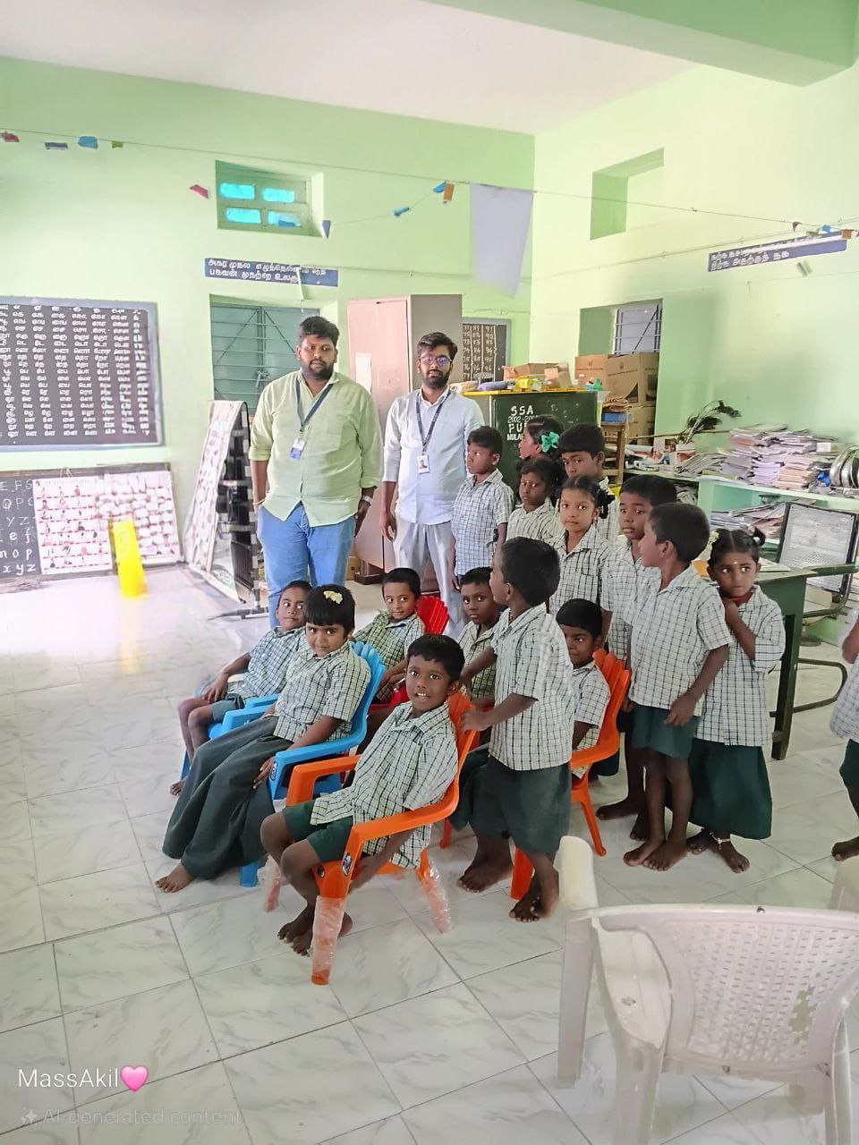 Students using new learning materials